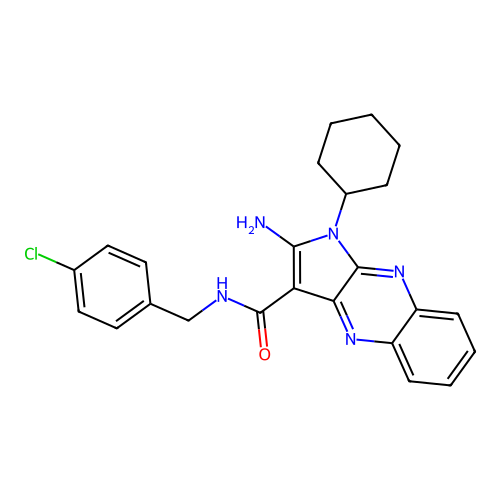 2-amino-N-(4-chlorobenzyl)-1-cyclohexyl-1H-pyrrolo[2,3-b]quinoxaline-3-carboxamide structure