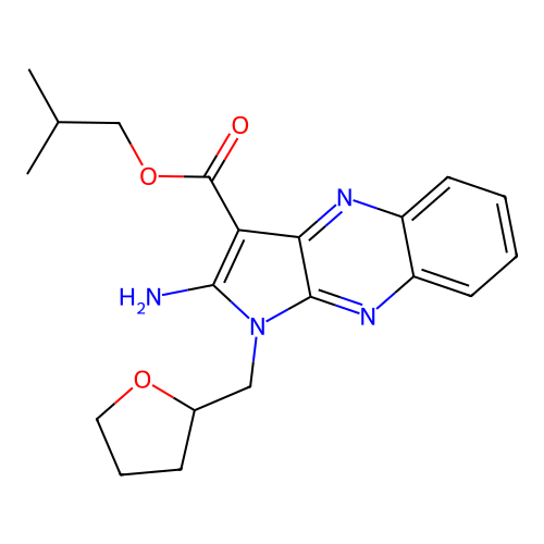 2-methylpropyl 2-amino-1-(oxolan-2-ylmethyl)pyrrolo[3,2-b]quinoxaline-3-carboxylate structure