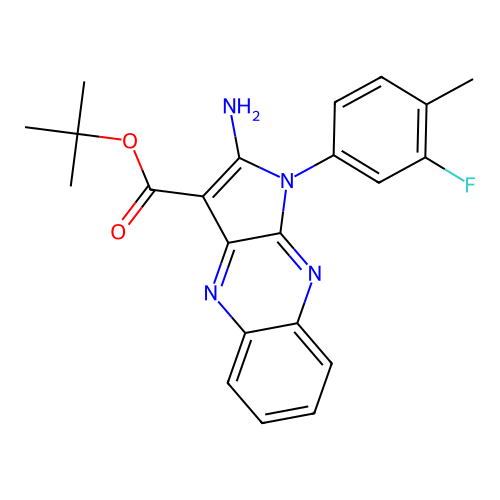 tert-butyl 2-amino-1-(3-fluoro-4-methylphenyl)-1H-pyrrolo[2,3-b]quinoxaline-3-carboxylate structure