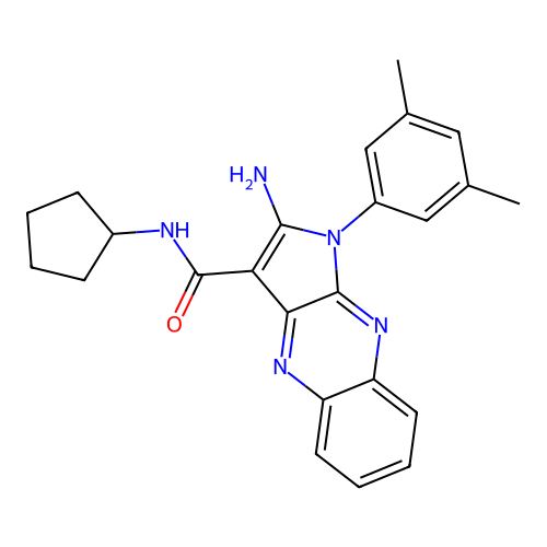 2-amino-N-cyclopentyl-1-(3,5-dimethylphenyl)-1H-pyrrolo[2,3-b]quinoxaline-3-carboxamide structure