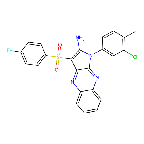 1-(3-chloro-4-methylphenyl)-3-(4-fluorophenyl)sulfonylpyrrolo[3,2-b]quinoxalin-2-amine structure