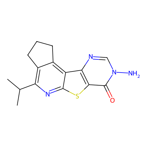 8-amino-4-isopropyl-2,3-dihydro-1H-cyclopenta[4',5']pyrido[3',2':4,5]thieno[3,2-d]pyrimidin-7(8H)-one structure