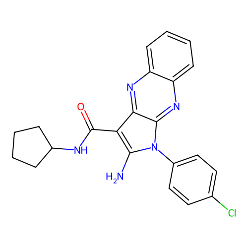 2-amino-1-(4-chlorophenyl)-N-cyclopentyl-1H-pyrrolo[2,3-b]quinoxaline-3-carboxamide structure