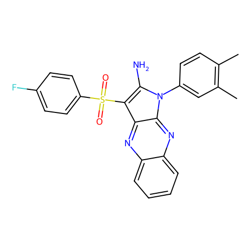 1-(3,4-dimethylphenyl)-3-((4-fluorophenyl)sulfonyl)-1H-pyrrolo[2,3-b]quinoxalin-2-amine structure