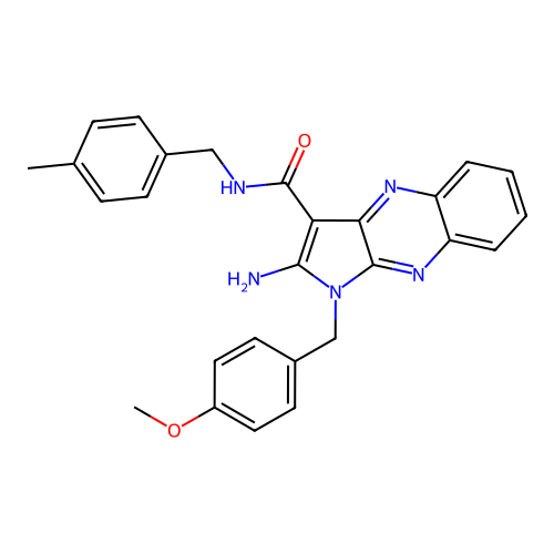 2-amino-1-(4-methoxybenzyl)-N-(4-methylbenzyl)-1H-pyrrolo[2,3-b]quinoxaline-3-carboxamide structure