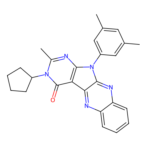 3-cyclopentyl-11-(3,5-dimethylphenyl)-2-methyl-3H-pyrimido[5',4':4,5]pyrrolo[2,3-b]quinoxalin-4(11H)-one structure
