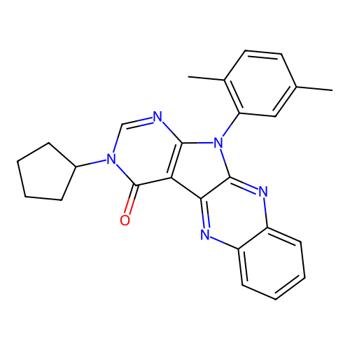 3-cyclopentyl-11-(2,5-dimethylphenyl)-3H-pyrimido[5',4':4,5]pyrrolo[2,3-b]quinoxalin-4(11H)-one structure