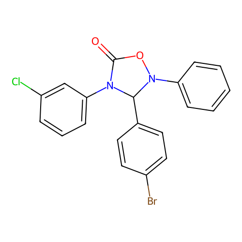 3-(4-Bromophenyl)-4-(3-chlorophenyl)-2-phenyl-1,2,4-oxadiazolidin-5-one structure