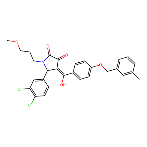 (4E)-5-(3,4-dichlorophenyl)-4-(hydroxy{4-[(3-methylbenzyl)oxy]phenyl}methylidene)-1-(3-methoxypropyl)pyrrolidine-2,3-dione structure