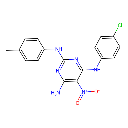 {6-Amino-2-[(4-methylphenyl)amino]-5-nitropyrimidin-4-yl}(4-chlorophenyl)amine structure