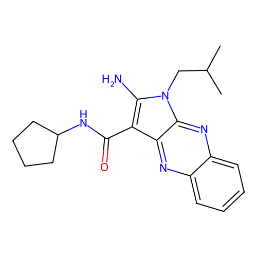 2-amino-N-cyclopentyl-1-(2-methylpropyl)-1H-pyrrolo[2,3-b]quinoxaline-3-carboxamide structure