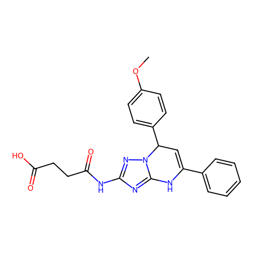 4-{[7-(4-methoxyphenyl)-5-phenyl-3,7-dihydro[1,2,4]triazolo[1,5-a]pyrimidin-2-yl]amino}-4-oxobutanoic acid structure
