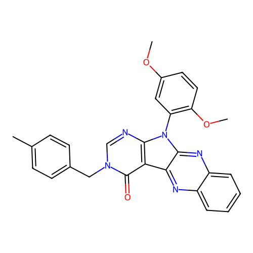 11-(2,5-dimethoxyphenyl)-3-(4-methylbenzyl)-3H-pyrimido[5',4':4,5]pyrrolo[2,3-b]quinoxalin-4(11H)-one structure
