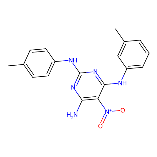 {6-Amino-2-[(4-methylphenyl)amino]-5-nitropyrimidin-4-yl}(3-methylphenyl)amine structure