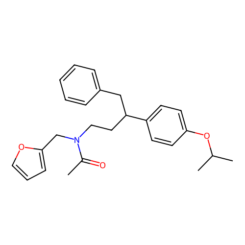 N-(furan-2-ylmethyl)-N-(3-(4-isopropoxyphenyl)-4-phenylbutyl)acetamide structure