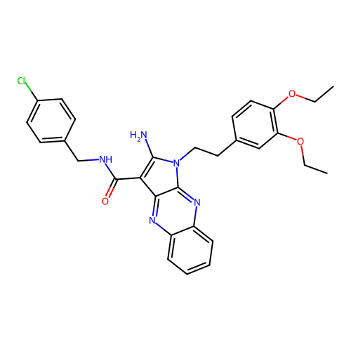 2-amino-N-(4-chlorobenzyl)-1-(3,4-diethoxyphenethyl)-1H-pyrrolo[2,3-b]quinoxaline-3-carboxamide structure