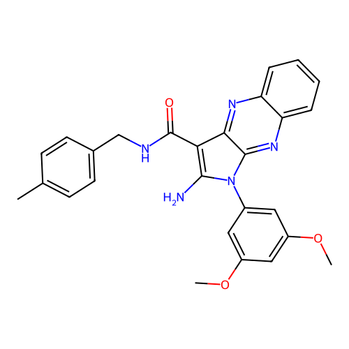 2-amino-1-(3,5-dimethoxyphenyl)-N-(4-methylbenzyl)-1H-pyrrolo[2,3-b]quinoxaline-3-carboxamide structure