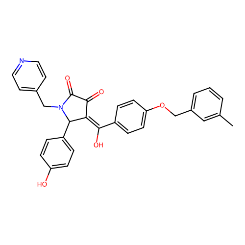 (4E)-4-(hydroxy{4-[(3-methylbenzyl)oxy]phenyl}methylidene)-5-(4-hydroxyphenyl)-1-(pyridin-4-ylmethyl)pyrrolidine-2,3-dione structure