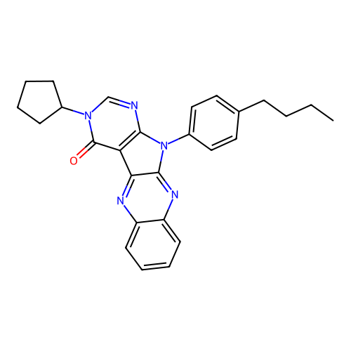 11-(4-butylphenyl)-3-cyclopentyl-3H-pyrimido[5',4':4,5]pyrrolo[2,3-b]quinoxalin-4(11H)-one structure