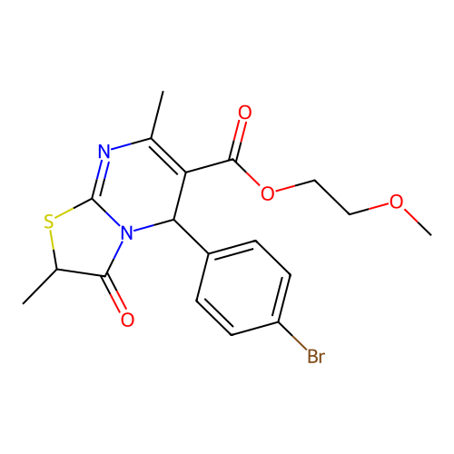 2-methoxyethyl 5-(4-bromophenyl)-2,7-dimethyl-3-oxo-2,3-dihydro-5H-[1,3]thiazolo[3,2-a]pyrimidine-6-carboxylate structure