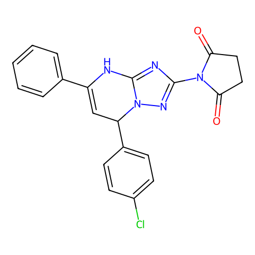 1-(7-(4-chlorophenyl)-5-phenyl-4,7-dihydro-[1,2,4]triazolo[1,5-a]pyrimidin-2-yl)pyrrolidine-2,5-dione structure