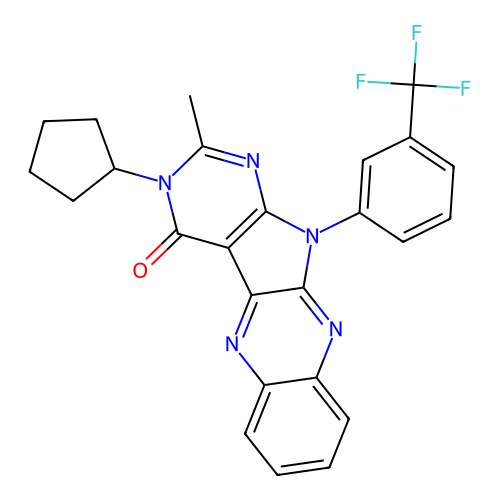 3-cyclopentyl-2-methyl-11-(3-(trifluoromethyl)phenyl)-3H-pyrimido[5',4':4,5]pyrrolo[2,3-b]quinoxalin-4(11H)-one structure