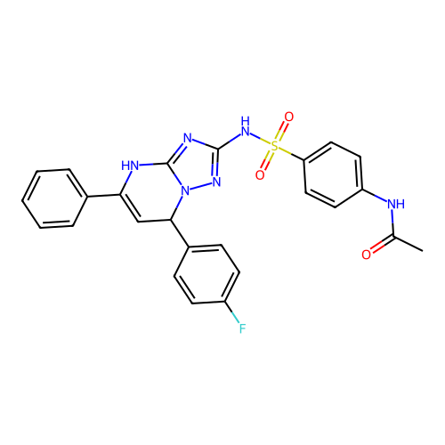 N-(4-(N-(7-(4-fluorophenyl)-5-phenyl-4,7-dihydro-[1,2,4]triazolo[1,5-a]pyrimidin-2-yl)sulfamoyl)phenyl)acetamide structure