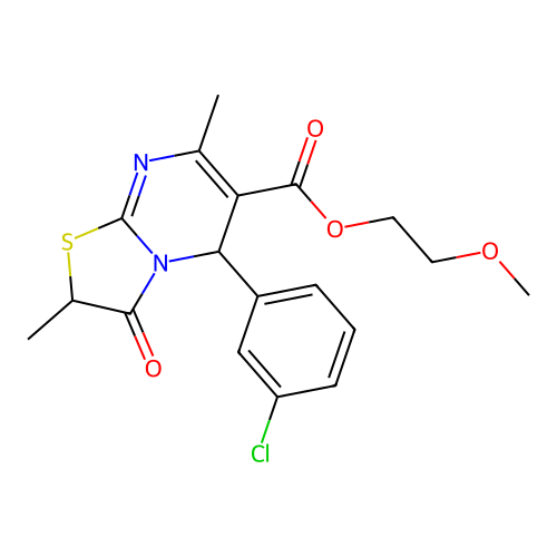 2-methoxyethyl 5-(3-chlorophenyl)-2,7-dimethyl-3-oxo-2,3-dihydro-5H-[1,3]thiazolo[3,2-a]pyrimidine-6-carboxylate structure