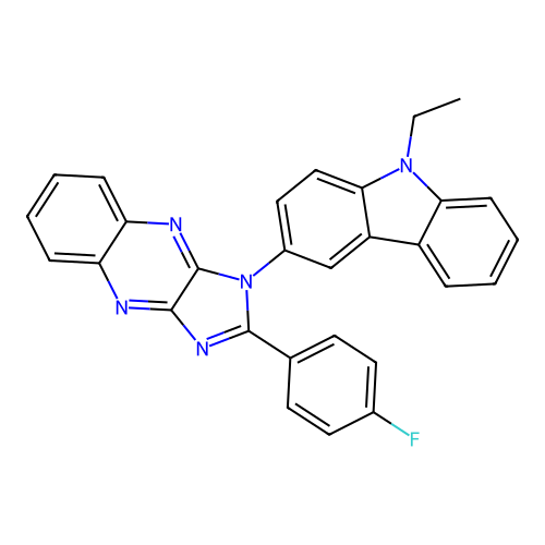 1-(9-ethyl-9H-carbazol-3-yl)-2-(4-fluorophenyl)-1H-imidazo[4,5-b]quinoxaline structure
