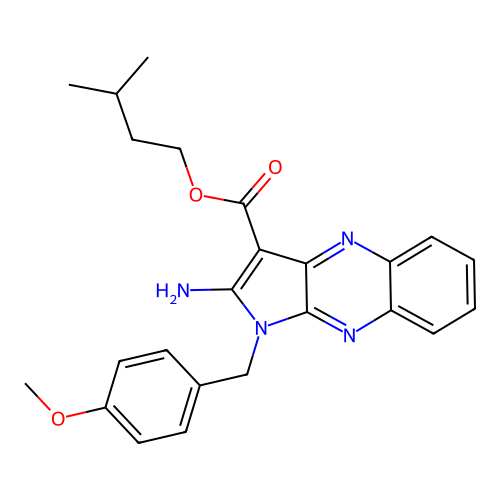 3-methylbutyl 2-amino-1-(4-methoxybenzyl)-1H-pyrrolo[2,3-b]quinoxaline-3-carboxylate structure