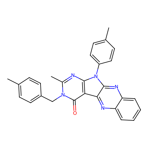 2-methyl-3-(4-methylbenzyl)-11-(4-methylphenyl)-3,11-dihydro-4H-pyrimido[5',4':4,5]pyrrolo[2,3-b]quinoxalin-4-one structure