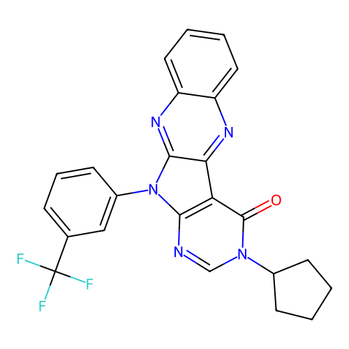 3-cyclopentyl-11-(3-(trifluoromethyl)phenyl)-3H-pyrimido[5',4':4,5]pyrrolo[2,3-b]quinoxalin-4(11H)-one structure