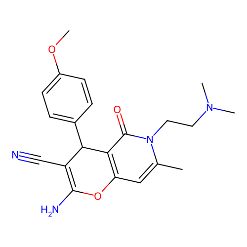 2-amino-6-(2-(dimethylamino)ethyl)-4-(4-methoxyphenyl)-7-methyl-5-oxo-5,6-dihydro-4H-pyrano[3,2-c]pyridine-3-carbonitrile structure