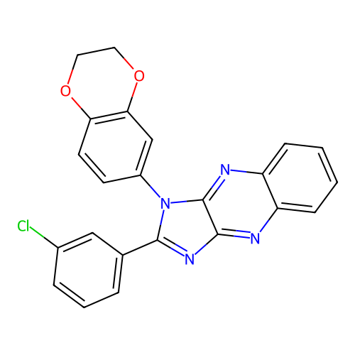 2-(3-chlorophenyl)-1-(2,3-dihydro-1,4-benzodioxin-6-yl)-1H-imidazo[4,5-b]quinoxaline structure