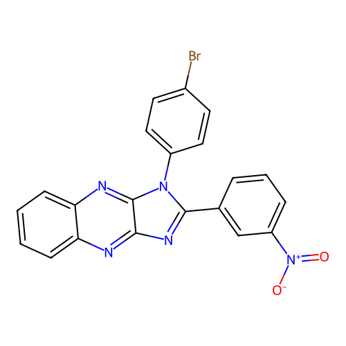 1-(4-bromophenyl)-2-(3-nitrophenyl)-1H-imidazo[4,5-b]quinoxaline structure