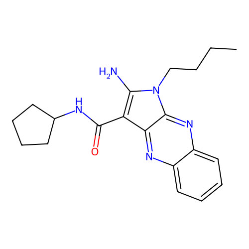 2-amino-1-butyl-N-cyclopentyl-1H-pyrrolo[2,3-b]quinoxaline-3-carboxamide structure