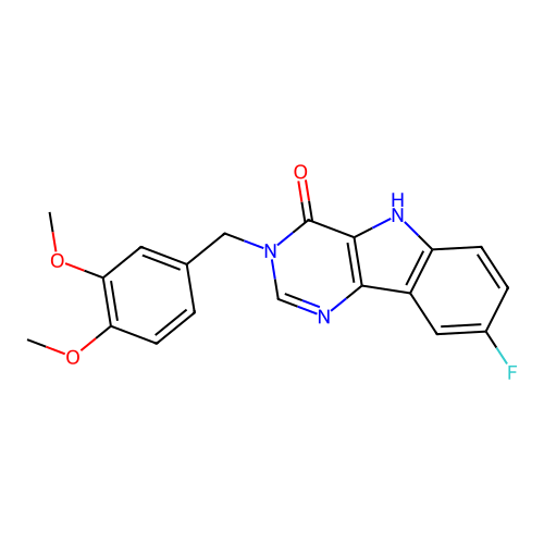 3-(3,4-dimethoxybenzyl)-8-fluoro-3H-pyrimido[5,4-b]indol-4(5H)-one structure