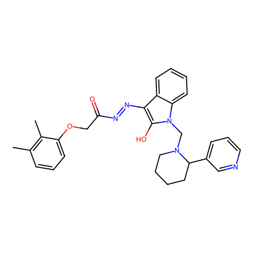 (Z)-2-(2,3-dimethylphenoxy)-N'-(2-oxo-1-((2-(pyridin-3-yl)piperidin-1-yl)methyl)indolin-3-ylidene)acetohydrazide structure