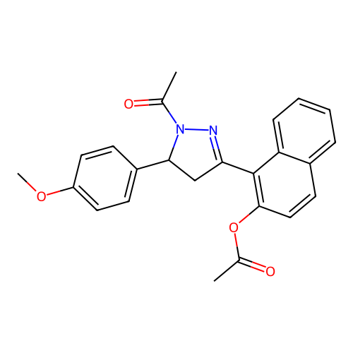 [1-[2-acetyl-3-(4-methoxyphenyl)-3,4-dihydropyrazol-5-yl]naphthalen-2-yl] acetate structure