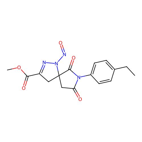methyl 7-(4-ethylphenyl)-1-nitroso-6,8-dioxo-1,2,7-triazaspiro[4.4]non-2-ene-3-carboxylate structure