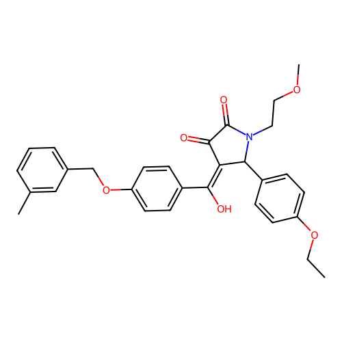 (4E)-5-(4-ethoxyphenyl)-4-(hydroxy{4-[(3-methylbenzyl)oxy]phenyl}methylidene)-1-(2-methoxyethyl)pyrrolidine-2,3-dione structure