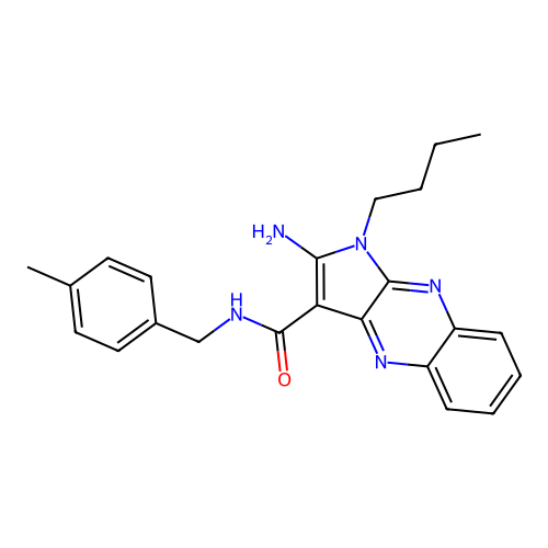 2-amino-1-butyl-N-(4-methylbenzyl)-1H-pyrrolo[2,3-b]quinoxaline-3-carboxamide structure