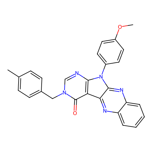 11-(4-methoxyphenyl)-3-(4-methylbenzyl)-3H-pyrimido[5',4':4,5]pyrrolo[2,3-b]quinoxalin-4(11H)-one structure