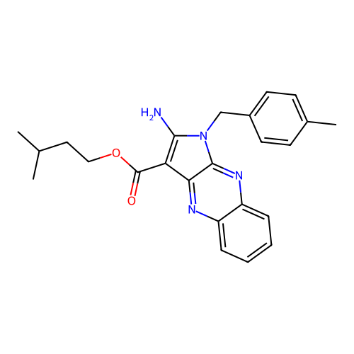 3-methylbutyl 2-amino-1-(4-methylbenzyl)-1H-pyrrolo[2,3-b]quinoxaline-3-carboxylate structure