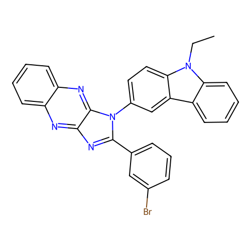 2-(3-bromophenyl)-1-(9-ethyl-9H-carbazol-3-yl)-1H-imidazo[4,5-b]quinoxaline structure