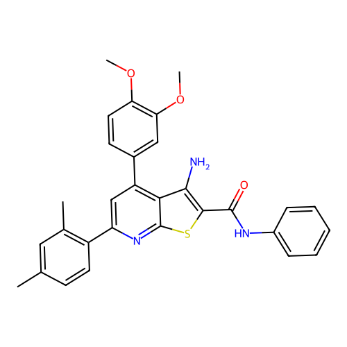 3-amino-4-(3,4-dimethoxyphenyl)-6-(2,4-dimethylphenyl)-N-phenylthieno[2,3-b]pyridine-2-carboxamide structure