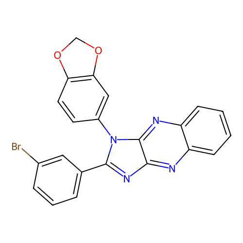 1-(1,3-benzodioxol-5-yl)-2-(3-bromophenyl)-1H-imidazo[4,5-b]quinoxaline structure