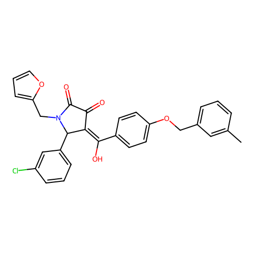 (4E)-5-(3-chlorophenyl)-1-(furan-2-ylmethyl)-4-(hydroxy{4-[(3-methylbenzyl)oxy]phenyl}methylidene)pyrrolidine-2,3-dione structure