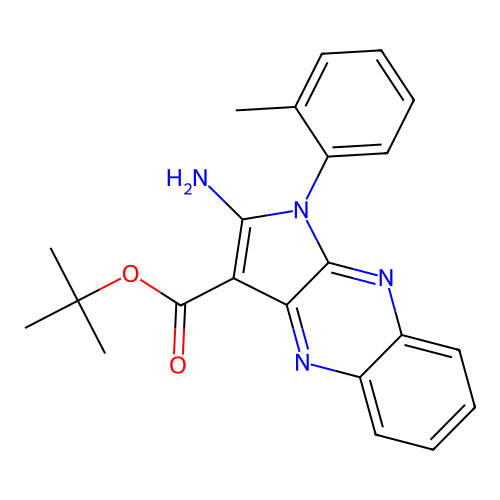 tert-butyl 2-amino-1-(2-methylphenyl)-1H-pyrrolo[2,3-b]quinoxaline-3-carboxylate structure