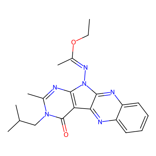 (E)-ethyl N-(3-isobutyl-2-methyl-4-oxo-3H-pyrimido[5',4':4,5]pyrrolo[2,3-b]quinoxalin-11(4H)-yl)acetimidate structure